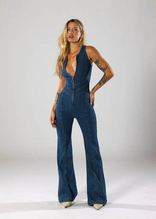 Andrea Heart Denim Jumpsuit