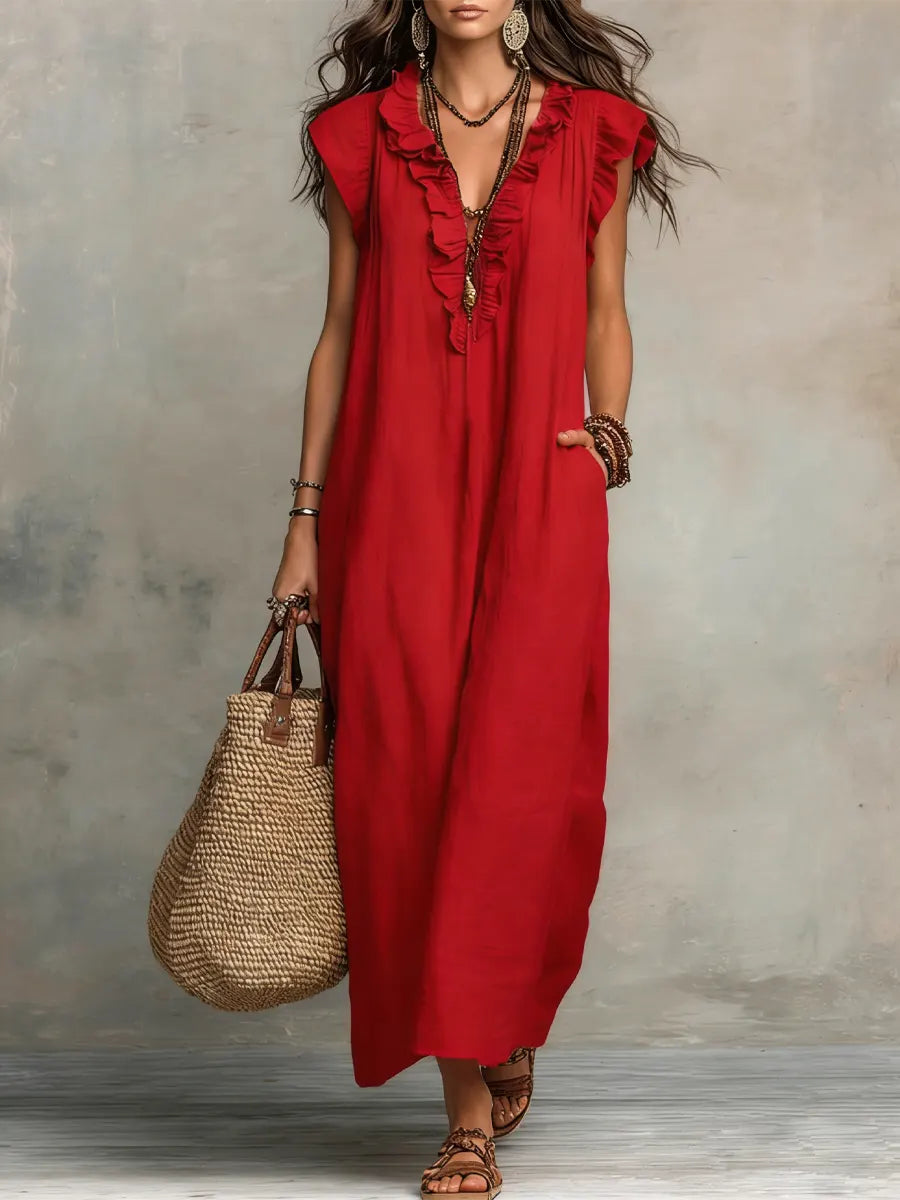 Jimena | Vestido largo bohemio de lino