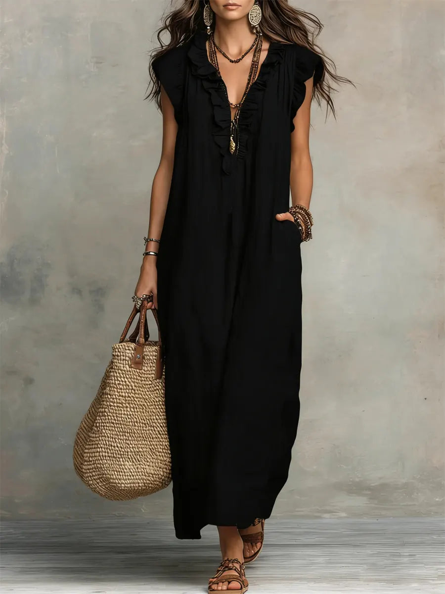 Jimena | Vestido largo bohemio de lino
