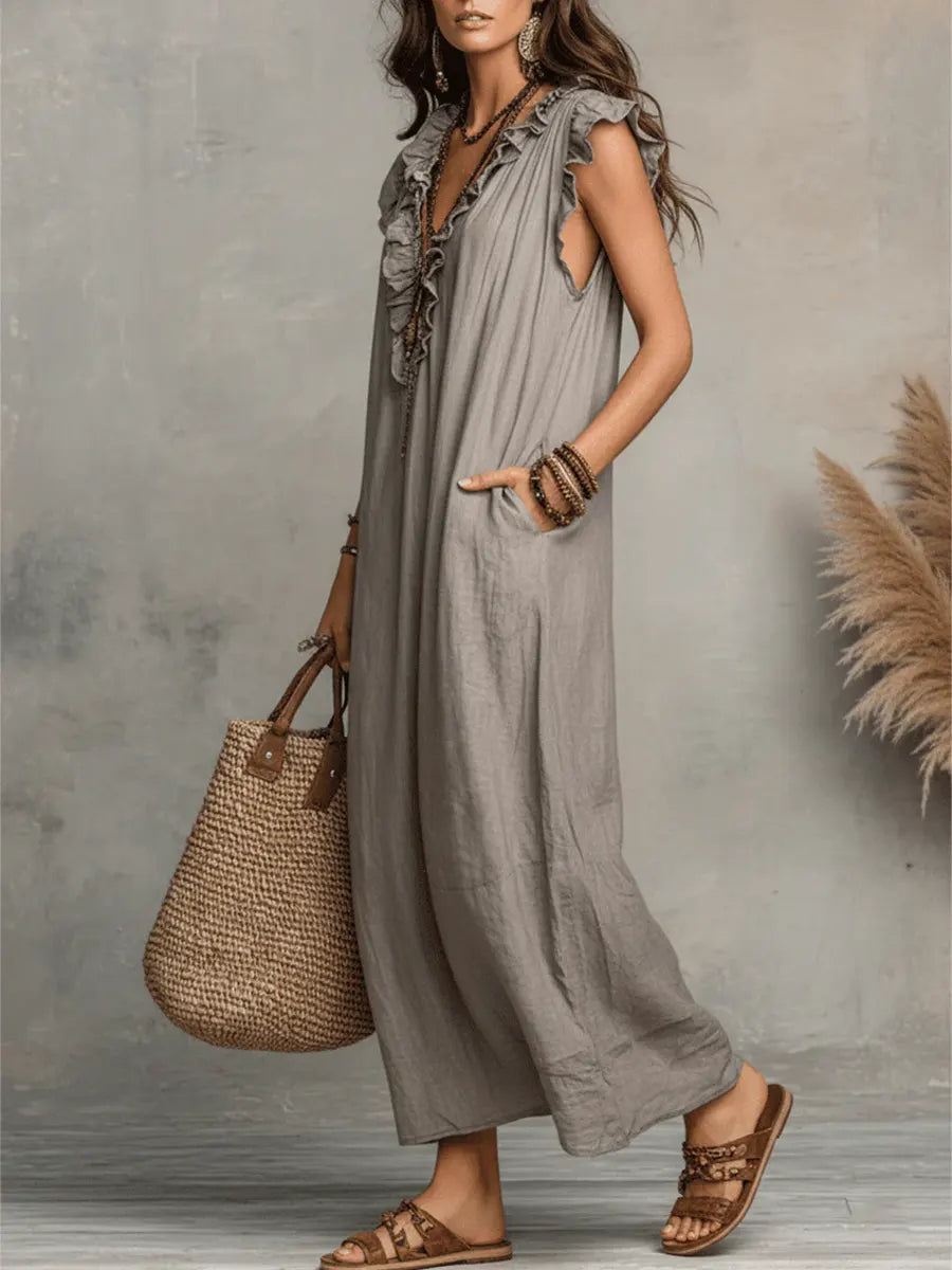 Jimena | Vestido largo bohemio de lino