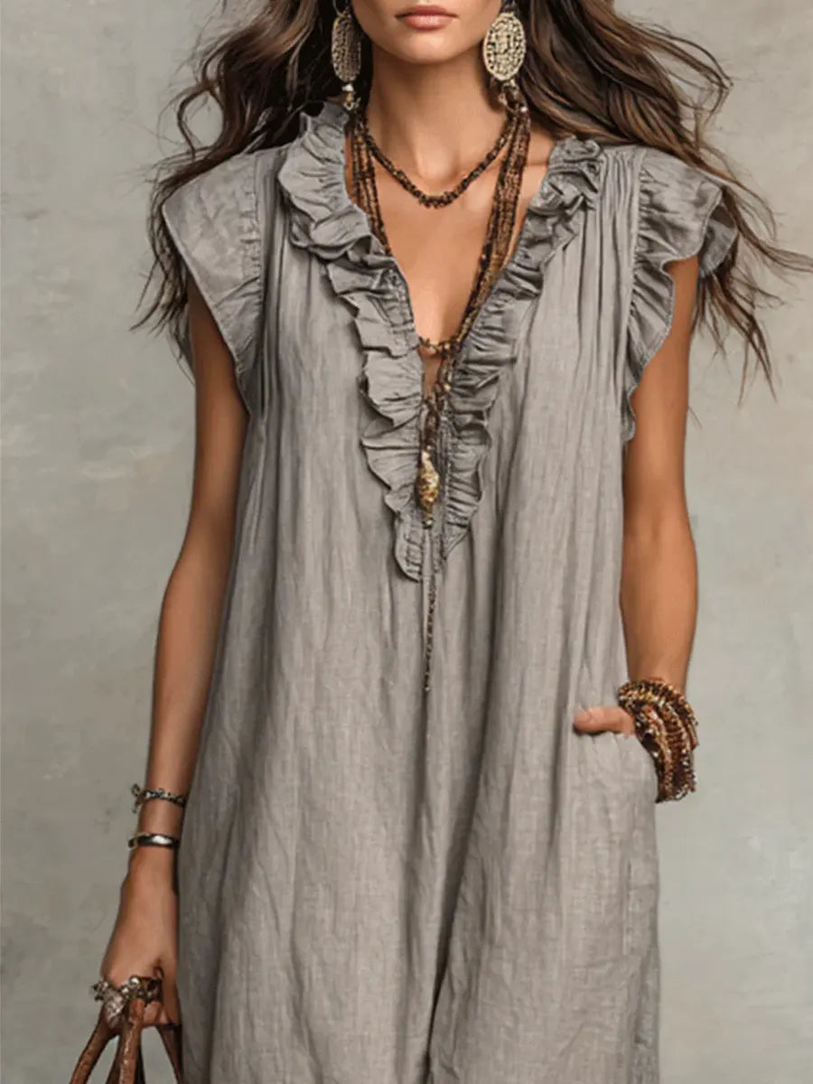 Jimena | Vestido largo bohemio de lino