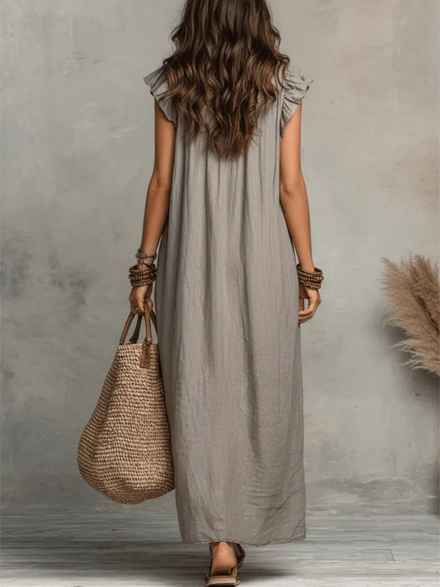 Jimena | Vestido largo bohemio de lino